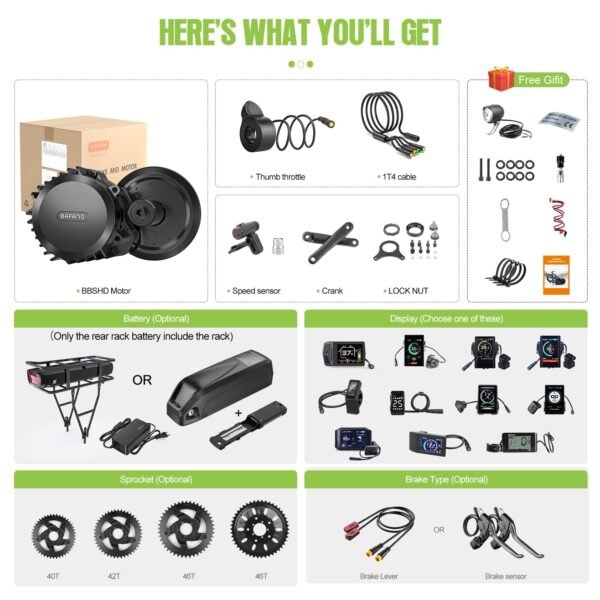 Bafang 1000W Mid Drive Kit with Battery(Optional) :Bafang HD BBS03 Ebike Conversion Kit with Display,48V/52V 8Fun Electric Bike Conversion Kit for Moutain Road Bike(500C,Without Battery) 7 71j5PMdKnTL. SL1500