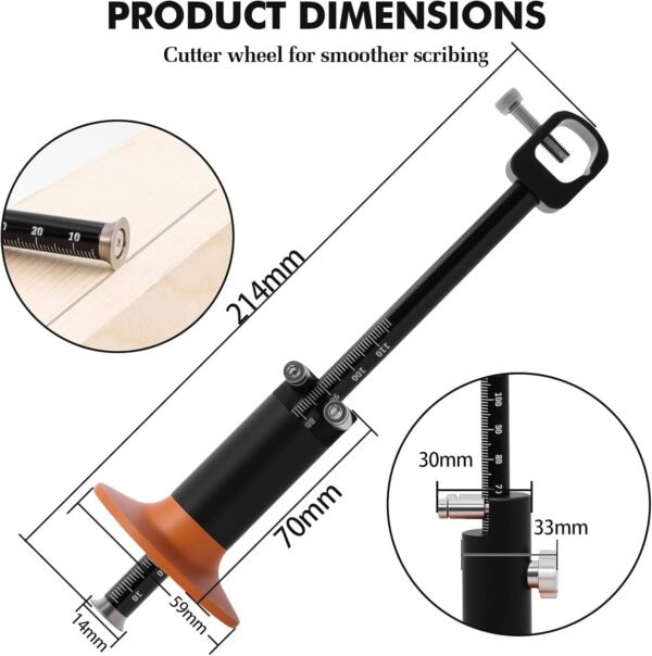 Wheel Marking Gauge, Aluminum Alloy Woodworking Marking Scriber Tool with Graduated MM Scale, Double-headed Marking Gauge Woodworking Tool Efficient Rolling for Woodworking Projects, Carpenter 2 71kysrBc1FL. AC SL1500
