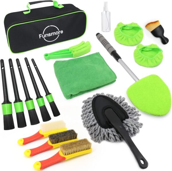 18Pcs Car Detailing Kit, Interior Car Cleaning Kit, Leather & Textile Car Interior Brush, Car Detailing Brush Set with Windshield Cleaning Tool Complete Car Interior Care Kit 2 71lLMrwIOhL. AC SL1500