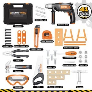 OCHIDO Kids Tool Set with Tool Box & Electronic Toy Drill, 41PCS Toddler Tool Set Kids Construction Toys for Ages 3,4,5,6,7,8, Kid Tools Boy Toys for Boys Christmas Birthday Gifts - Image 10