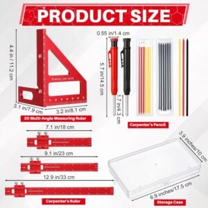 32 Pack Woodworking Ruler Precision Metal Slide Rule 3D Multi-Angle Measuring Ruler Miter Triangle Rule and Mechanical Carpenter Pencils with Sharpener for Carpenters Craftsmen Builders 11 32 Pack Woodworking Ruler Precision Metal Slide Rule 3D Multi-Angle Measuring Ruler Miter Triangle Rule and Mechanical Carpenter Pencils with Sharpener for Carpenters Craftsmen Builders - Image 3