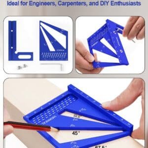 3D Multi Angle Measuring Ruler Aluminum Alloy Woodworking Square,Versatile Square Tool with Preset Angles from 22.5° to 90° Ideal Layout Tool for Carpentry, Engineering & DIY Projects - Image 7