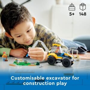 LEGO City Construction Digger 60385 Building Toy - Excavator Model Featuring Tools and Minifigures, Vehicle Building Set for Fun Creative Play, Birthday Gift Idea for Boys, Girls, and Kids Ages 5+ - Image 3