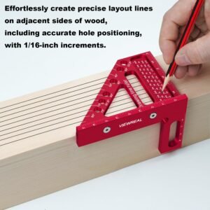 Premium Carpenter Square Hole Scribing Ruler Woodworking Square 22.5-90 Degree Measuring Ruler with Angle Pin,Versatile Multi Angle Square for Woodworking, Engineering, and Construction - Image 4