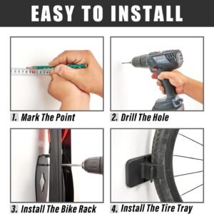 Wallmaster BIKEPAL Swivel Bike Rack, Wall Mounted Vertical Bike Storage Hanger, Space Saving for Home and Garage, 4 Pack - Image 6