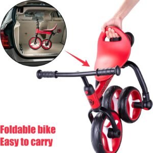 YGJT 4 in 1 Tricycle for Toddlers Age 2-5, Folding Toddler Bike Kids Trike Tricycles with Adjustable Seat and Removable Pedal, Baby Balance Bike Ride-on Toys Gift for Baby Boys Girls Birthday 18 YGJT 4 in 1 Tricycle for Toddlers Age 2-5, Folding Toddler Bike Kids Trike Tricycles with Adjustable Seat and Removable Pedal, Baby Balance Bike Ride-on Toys Gift for Baby Boys Girls Birthday - Image 8