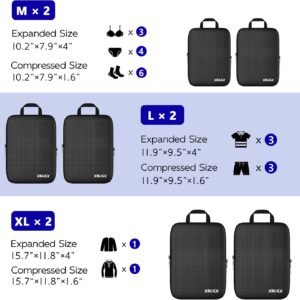 6 Set Compression Packing Cubes for Travel, Suitcases and Carry On, Luggage Organizer Bags for Travel Accessories 13 6 Set Compression Packing Cubes for Travel, Suitcases and Carry On, Luggage Organizer Bags for Travel Accessories - Image 5