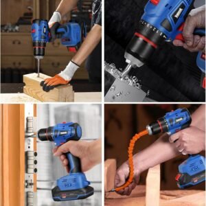 Cordless Drill Set,18V Brushless Power impach driver with Battery and Charger, 3/8" Keyless Chuck, Variable Speed, Drill Driver Bits Kit for Drilling and Tightening/Loosening Screws - Image 9