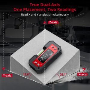 Digital Angle Finder Tool Dual Axis X-axis of 4×90° and Y-axis of ±60° Powerful Magnetic Base Level Box Type-C Rechargeable Digital Inclinometer with LED Display for Woodworking Table Saw - Image 5