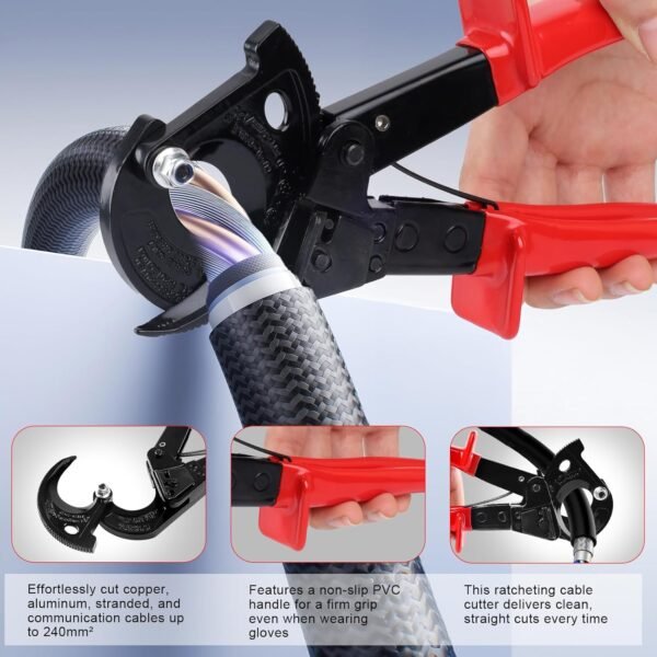 Wire Cutters, Ratchet Cable Wire Cutter, Heavy Duty Aluminum Copper Ratchet Cable Cutter for Cutting Electrical Wire Up to 240mm² Cutter Pliers for Electricians, Electrical Work and Home DIY 6 71ptLm97qsL. AC SL1500