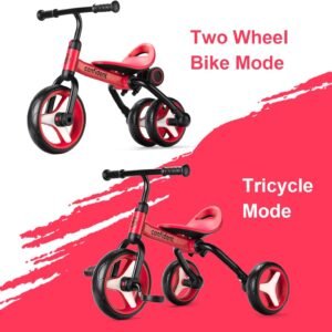 YGJT 4 in 1 Tricycle for Toddlers Age 2-5, Folding Toddler Bike Kids Trike Tricycles with Adjustable Seat and Removable Pedal, Baby Balance Bike Ride-on Toys Gift for Baby Boys Girls Birthday 14 YGJT 4 in 1 Tricycle for Toddlers Age 2-5, Folding Toddler Bike Kids Trike Tricycles with Adjustable Seat and Removable Pedal, Baby Balance Bike Ride-on Toys Gift for Baby Boys Girls Birthday - Image 4