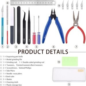Kisoy 17PCS Model Kit Tools, Gundam & Dollhouse Essential Set with Case - Hobby Tools for Building, Repairing Airplane, Car and Robot Models - Image 6