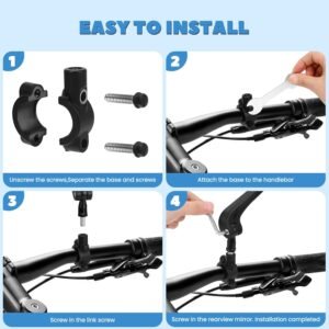 Bike Mirror 1 Pair HD Bicycle Mirrors for Handlebars, 360° Adjustable Rear View Mirrors for Ebike E Bike Dirt Bike Moped Bike MTB Mountain Bike Road Bike Motorcycle and Electric Scooter - Image 8