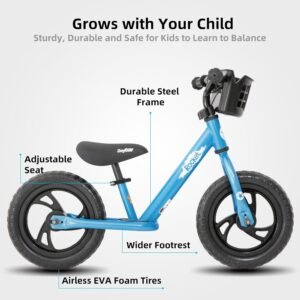 JOYSTAR 12/14 Inch Kids Balance Bike for 18months-5 Years Old Boys Girls, Lightweight Toddler Balance Bikes with Footrest and Handlebar Basket or Doll Seat 13 JOYSTAR 12/14 Inch Kids Balance Bike for 18months-5 Years Old Boys Girls, Lightweight Toddler Balance Bikes with Footrest and Handlebar Basket or Doll Seat - Image 3