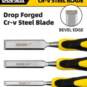 DOWELL Wood Chisel Tool Set 4pc Sturdy Chisel, 1/4 inch,1/2 inch,3/4 inch,1 inch with Carpenter Pencils HY080103 - Image 3