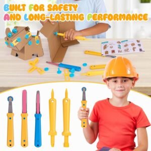 Zentara Cardboard Construction Toolbox Set with Wood Handle – 401PCS Complete Building Kit with Safe Cardboard Cutters for DIY Craft Item | STEM and STEAM Educational Toys for Boys and Girls Age 5+ 14 Zentara Cardboard Construction Toolbox Set with Wood Handle – 401PCS Complete Building Kit with Safe Cardboard Cutters for DIY Craft Item | STEM and STEAM Educational Toys for Boys and Girls Age 5+ - Image 6