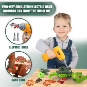 Sanlebi Take Apart Dinosaur Toys for 4 5 6 7 Year Old Boys Kids Building Toy Set with Electric Drill Construction Engineering Play Kit STEM Learning for Boys Girls Age 3 4 5 Year Old - Image 5