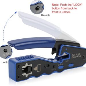 RJ45 Crimp Tool Kit Pass Thru Ethernet Crimper for Cat5e Cat6 Cat6a 8P8C Modular Connectors, All-in-One Cat6 Crimping Tool and Tester(9V Battery Not Included) - Image 7