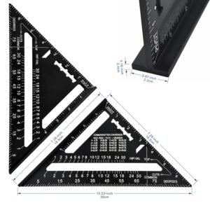 FEIRONG 3-in-1 Carpenter Square Tools,7" Triangle Square 10" L Shaped Ruler and Carpenter Pencil,Framing Square for Furniture and Cabinet Making - Image 3