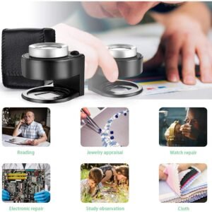 30X Coin Magnifier, USB Rechargeable 6 Lights Portable Metal Eye Loupe Sewing Magnifying Glass for Textile Optical Jewelry Tool Coins Currency Stamps (Black) 16 30X Coin Magnifier, USB Rechargeable 6 Lights Portable Metal Eye Loupe Sewing Magnifying Glass for Textile Optical Jewelry Tool Coins Currency Stamps (Black) - Image 8