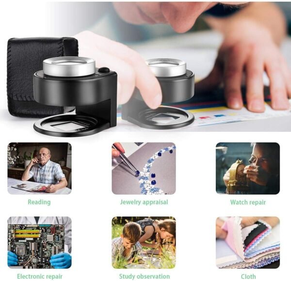 30X Coin Magnifier, USB Rechargeable 6 Lights Portable Metal Eye Loupe Sewing Magnifying Glass for Textile Optical Jewelry Tool Coins Currency Stamps (Black) 8 71w 1Hw7Q3L. AC SL1200