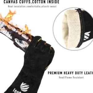 LeaSeek Leather Welding Apron,Heat & Flame-Resistant Heavy Duty Work Apron with 6 Pockets,Woodworking Shop Apron - Image 5