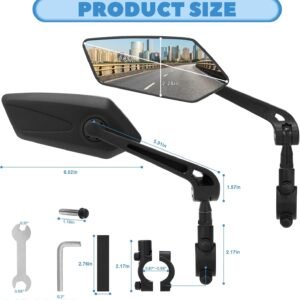 Bike Mirror 1 Pair HD Bicycle Mirrors for Handlebars, 360° Adjustable Rear View Mirrors for Ebike E Bike Dirt Bike Moped Bike MTB Mountain Bike Road Bike Motorcycle and Electric Scooter - Image 3