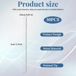 Classicseali 30pcs Snag Repair Tool, 0.03 x 2.36 Inch Snag Nab It Repair Needle with Case, Leather Craft Sewing Needles Broken Thread Repair Tools Suitable for Knitting Knitted Cloth Clothing Curtains - Image 3