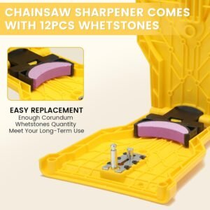 Chainsaw Sharpener with 12PCS Fast Sharpening Stone, Chain Saw Sharpener Tool, Chainsaw Chain Sharpener, Chain Saw Blade Sharpener, Chainsaw Teeth Sharpener for 14 16 18 20 Inches Chain Saw Bar - Image 5