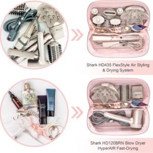 Leudes Hair Tools Travel Bag For Dy son Airwrap Hair Dryer Shark Flex Style Carrying Case Travel Makeup Bag Portable Pouch Open Flat Packing Organizers with Divider and Handle (Pink) 16 Leudes Hair Tools Travel Bag For Dy son Airwrap Hair Dryer Shark Flex Style Carrying Case Travel Makeup Bag Portable Pouch Open Flat Packing Organizers with Divider and Handle (Pink) - Image 7