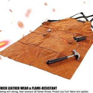 QeeLink Leather Welding Apron with 6 Pockets - Heat & Flame-Resistant Apron, 24'' X 42'', Adjustable M to XXXL 15 QeeLink Leather Welding Apron with 6 Pockets - Heat & Flame-Resistant Apron, 24'' X 42'', Adjustable M to XXXL - Image 7