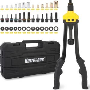 HURRICANE 16” Rivet Nut Tool, Hand Rivet Nut Tool with 13 Metric and SAE Mandrels, 130Pcs Threaded Rivet Nuts, Auto Release Nutsert Rivnut Tool, Durable Riveter Nutsert Hand Tool, Sturdy Plastic Case - Image 3
