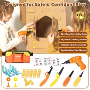 Kids Cardboard Construction Tool Set with Electric Drill & Tool Belt -258PCS, STEM Building Kit for Creative Craft Projects, Educational DIY Engineering Toy for Boys & Girls 13 Kids Cardboard Construction Tool Set with Electric Drill & Tool Belt -258PCS, STEM Building Kit for Creative Craft Projects, Educational DIY Engineering Toy for Boys & Girls - Image 5