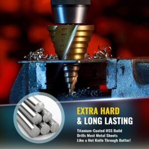 ZELCAN Large HSS Spiral Groove Step Drill Bit, 12 Sizes Titanium High Speed Steel 1/4" to 2-3/8" Drill Bit for Sheet Aluminium Metal Wood Hole Drilling, Big Multiple Hole Stepped Up Bit for DIY Lovers 16 ZELCAN Large HSS Spiral Groove Step Drill Bit, 12 Sizes Titanium High Speed Steel 1/4" to 2-3/8" Drill Bit for Sheet Aluminium Metal Wood Hole Drilling, Big Multiple Hole Stepped Up Bit for DIY Lovers - Image 8