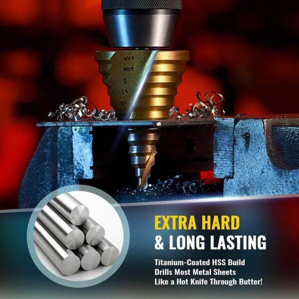 ZELCAN Large HSS Spiral Groove Step Drill Bit, 12 Sizes Titanium High Speed Steel 1/4" to 2-3/8" Drill Bit for Sheet Aluminium Metal Wood Hole Drilling, Big Multiple Hole Stepped Up Bit for DIY Lovers 8 813VhmMi24L. SL1500