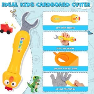 196 PCS Cardboard Cutter for Kids, Reusable Safe Cardboard Tools for Kids with Box, Gloves, Screws, Connectors, Screwdrivers, Saws, Educational Toys for 5 6 7 8 Year Old, Birthday Gift for Boys Girls - Image 5