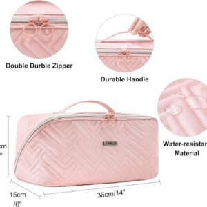 Leudes Hair Tools Travel Bag For Dy son Airwrap Hair Dryer Shark Flex Style Carrying Case Travel Makeup Bag Portable Pouch Open Flat Packing Organizers with Divider and Handle (Pink) 15 Leudes Hair Tools Travel Bag For Dy son Airwrap Hair Dryer Shark Flex Style Carrying Case Travel Makeup Bag Portable Pouch Open Flat Packing Organizers with Divider and Handle (Pink) - Image 6