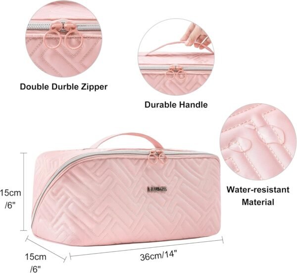 Leudes Hair Tools Travel Bag For Dy son Airwrap Hair Dryer Shark Flex Style Carrying Case Travel Makeup Bag Portable Pouch Open Flat Packing Organizers with Divider and Handle (Pink) 6 816+QhfllSL. AC SL1500