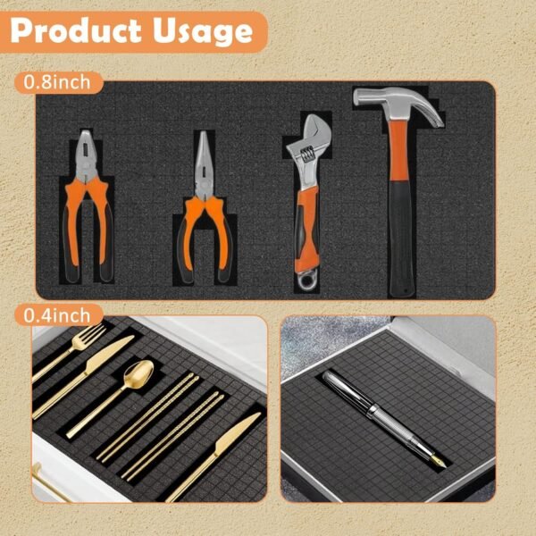 16" x 12" Pick and Pluck Foam Inserts for Tool Box – 8 Pack High-Density Polyurethane Foam Sheets (4×0.4in + 4×0.8in), Customizable Toolbox Padding for Equipment, Tools, Cameras & Cases 7 816xcqjfo3L. AC SL1500