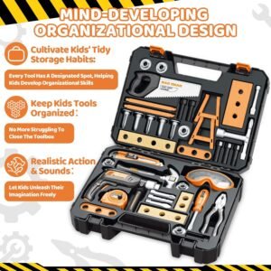 OCHIDO Kids Tool Set with Tool Box & Electronic Toy Drill, 41PCS Toddler Tool Set Kids Construction Toys for Ages 3,4,5,6,7,8, Kid Tools Boy Toys for Boys Christmas Birthday Gifts - Image 5