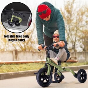 YGJT 3 in 1 Tricycle for Toddlers Age 2-5 Years Old, Folding Kids Balance Bike with Adjustable Seat and Removable Pedal, Toddler Bike Ride-on Toys for Infant, Gifts for Baby Boys Girls(Army Green) 18 YGJT 3 in 1 Tricycle for Toddlers Age 2-5 Years Old, Folding Kids Balance Bike with Adjustable Seat and Removable Pedal, Toddler Bike Ride-on Toys for Infant, Gifts for Baby Boys Girls(Army Green) - Image 9