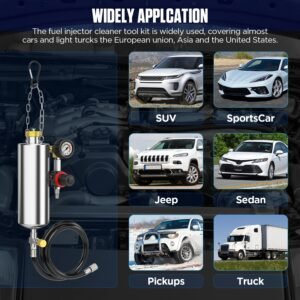 C100 Fuel Injector Cleaner Kit,Non-dismantle Fuel Injector Cleaner Machine,1000ML 150PSI Fuel Injection Systems Cleaning Tools with Various Adapters and Packing Box for Gasoline Injectors - Image 6