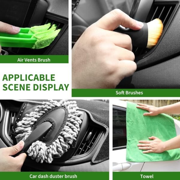 18Pcs Car Detailing Kit, Interior Car Cleaning Kit, Leather & Textile Car Interior Brush, Car Detailing Brush Set with Windshield Cleaning Tool Complete Car Interior Care Kit 8 81B0brw V9L. AC SL1500
