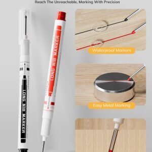 2 Pack Carpenter Pencils with Sharpener, Mechanical Carpenter Pencils with 38 Refills, construction pencil heavy duty Woodworking Tools, Deep Hole Long Nib Marker Pens for Architect Marking - Image 6