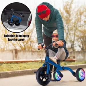 YGJT 3 in 1 Lighting Tricycle for Toddlers Age 2-5 Years Old, Folding Kids Balance Bike with Adjustable Seat and Removable Pedal, Toddler Bike Ride-on Toys for Infant, Gifts for Baby Boys Girls(Blue) 16 YGJT 3 in 1 Lighting Tricycle for Toddlers Age 2-5 Years Old, Folding Kids Balance Bike with Adjustable Seat and Removable Pedal, Toddler Bike Ride-on Toys for Infant, Gifts for Baby Boys Girls(Blue) - Image 8