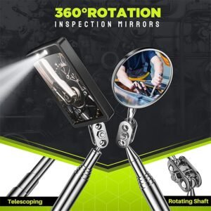 Telescoping Magnetic Pickup Tool Set, Inspection Mirror Telescoping, LED Flashlight, Cool Gadgets for Men, Gifts for Dad, Husband, Kids, Boyfriend, Magnet Stick (Yellow) - Image 5