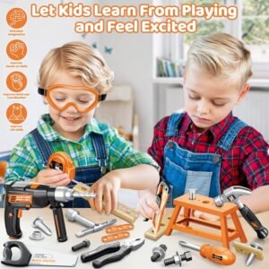 OCHIDO Kids Tool Set with Tool Box & Electronic Toy Drill, 41PCS Toddler Tool Set Kids Construction Toys for Ages 3,4,5,6,7,8, Kid Tools Boy Toys for Boys Christmas Birthday Gifts - Image 3