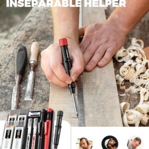 2 Pack Carpenter Pencils with Sharpener, Mechanical Carpenter Pencils with 38 Refills, construction pencil heavy duty Woodworking Tools, Deep Hole Long Nib Marker Pens for Architect Marking - Image 8