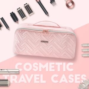 Leudes Hair Tools Travel Bag For Dy son Airwrap Hair Dryer Shark Flex Style Carrying Case Travel Makeup Bag Portable Pouch Open Flat Packing Organizers with Divider and Handle (Pink) 18 Leudes Hair Tools Travel Bag For Dy son Airwrap Hair Dryer Shark Flex Style Carrying Case Travel Makeup Bag Portable Pouch Open Flat Packing Organizers with Divider and Handle (Pink) - Image 9