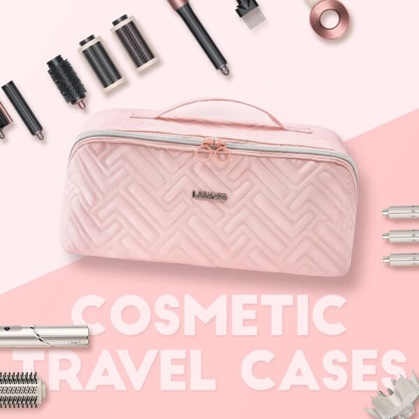 Leudes Hair Tools Travel Bag For Dy son Airwrap Hair Dryer Shark Flex Style Carrying Case Travel Makeup Bag Portable Pouch Open Flat Packing Organizers with Divider and Handle (Pink) 9 81FGcmULM7L. AC SL1500